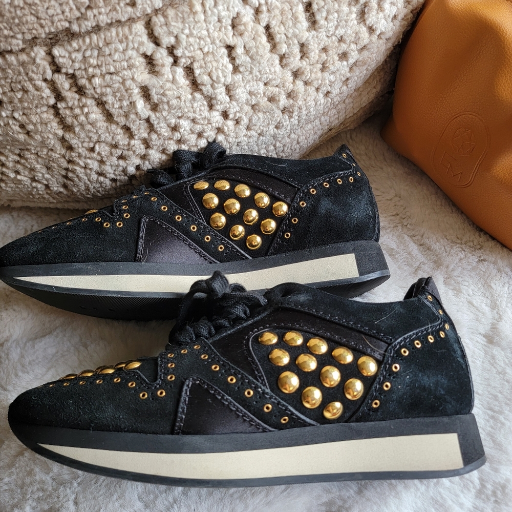 Designer Burberry Gold Studded Sneaker